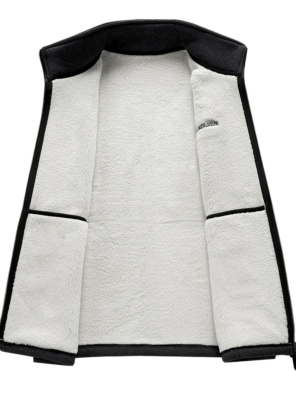 Men's Autumn Winter Casual Fleece-Lined Vest, Thickened Faux Blend Fleece Stand Collar Cardigan Vest for Outdoor and Home Wear, Warm Sleeveless Jacket Vest - Black