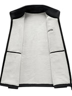 Men's Autumn Winter Casual Fleece-Lined Vest, Thickened Faux Blend Fleece Stand Collar Cardigan Vest for Outdoor and Home Wear, Warm Sleeveless Jacket Vest - Black