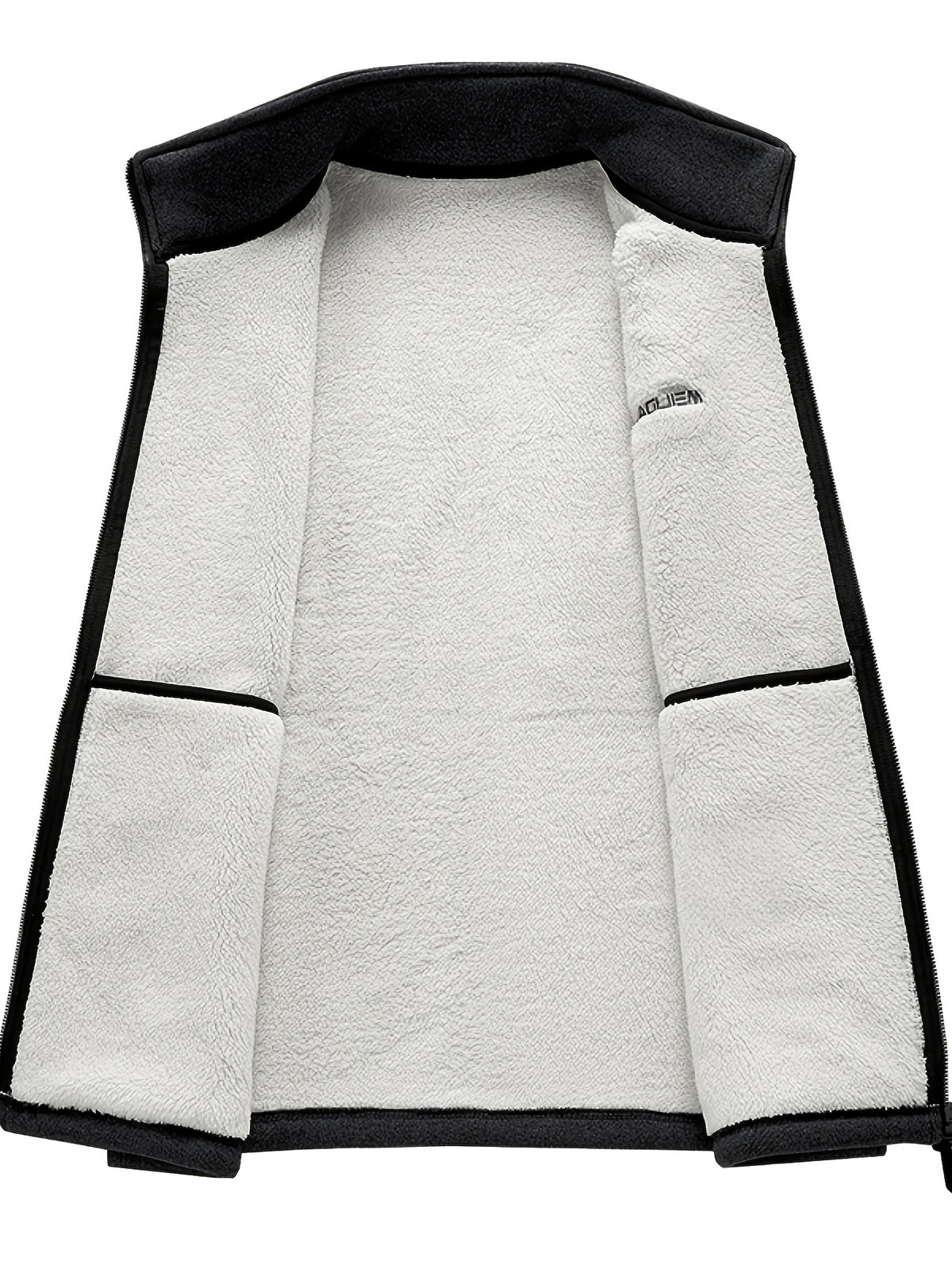 Men's Autumn Winter Casual Fleece-Lined Vest, Thickened Faux Blend Fleece Stand Collar Cardigan Vest for Outdoor and Home Wear, Warm Sleeveless Jacket Vest - Black