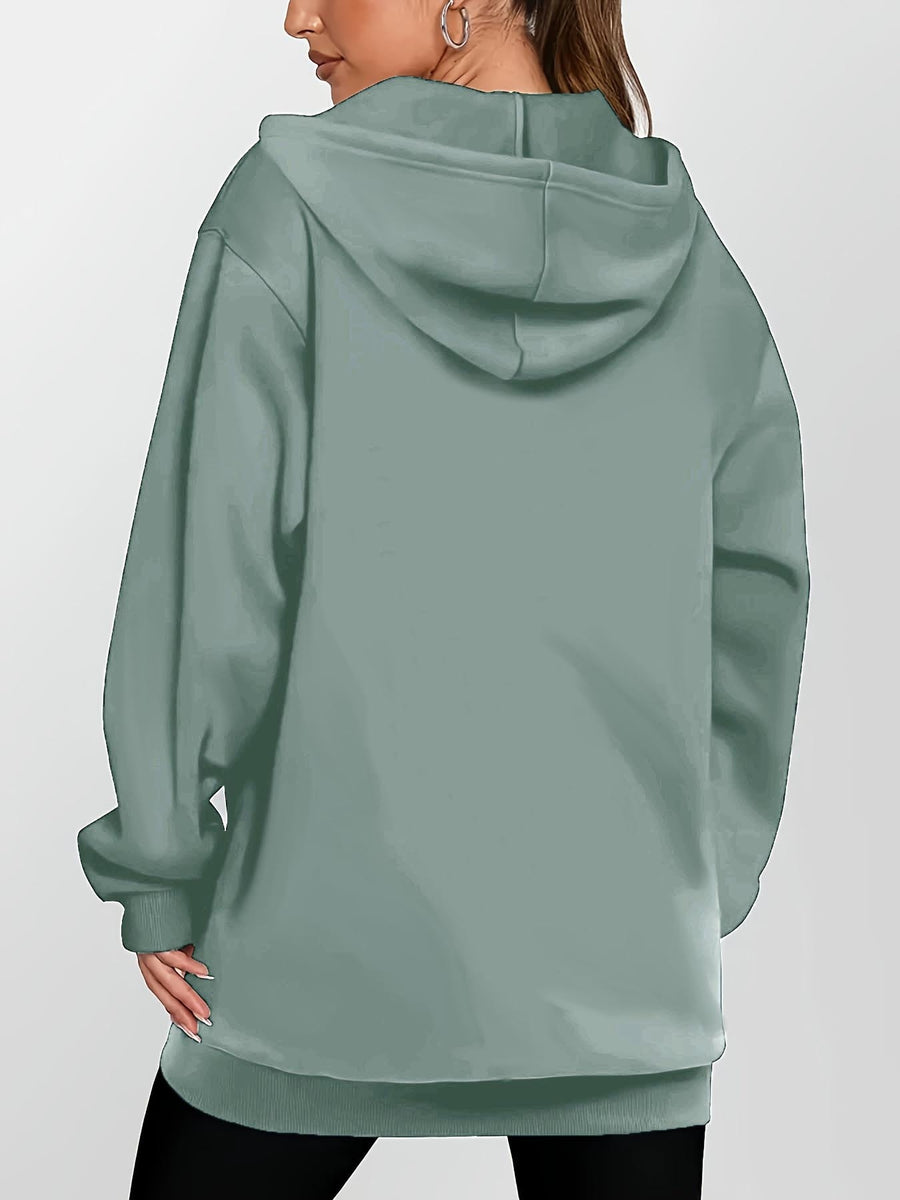 Women'S Fashion Zip-Up Hoodie - Light Green