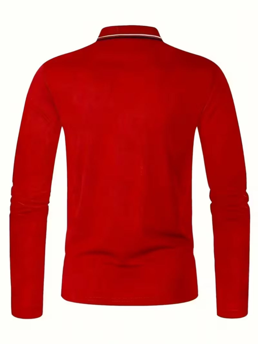Smoke Pattern Men'S Summer Long-Sleeved Shirt Polo Shirt Golf Shirt Fabric Soft Comfortable Breathable Outdoor Sports Or Home Men'S Daily Matching YD253 - Red