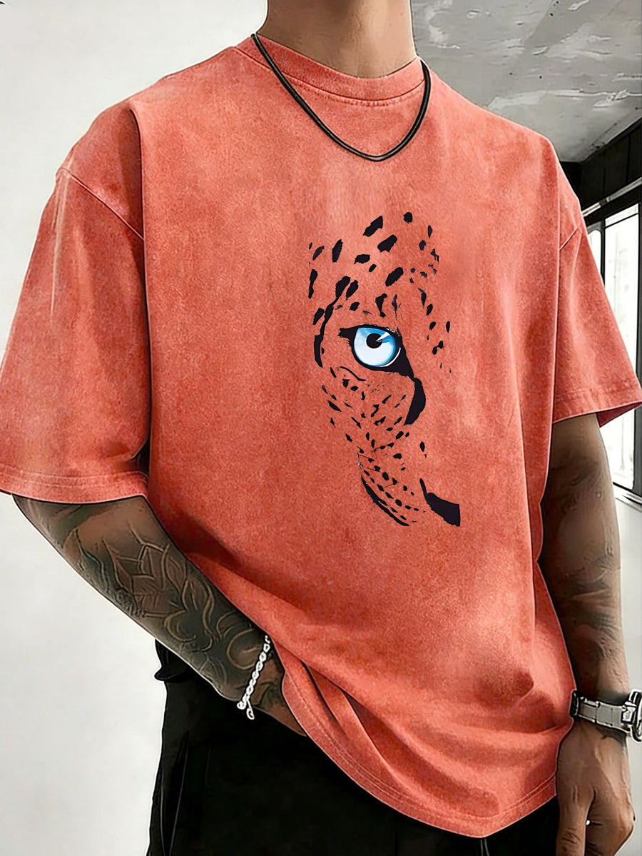 2026 New Unisex T-Shirt, Washed Pure Cotton with Distressed Texture, Double-Sided Print, Breathable and Sweat-Absorbent, Loose Fit for Outdoor Fitness and Sports, Trendy Short Sleeve - Orange