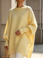 New Autumn/Winter Loose-Fit Crewneck Sweater for Women, Soft, Skin-Friendly, and Flowy for a Effect, Simple and Versatile for Daily Commuting - Yellow