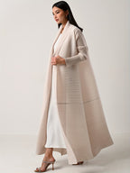 Middle Eastern Women's Clothing: Three-Yard Pleat Muslim Robe, Solid Color Cardigan Outerwear Cape - Milky