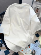 Pure T-shirt for Women Short-sleeved Niche Design and Design Print 2025 Summer New Loose Half-sleeved Slim Top for Women - White