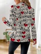This Stylish And Elegant Women'S Blazer Is Designed Specifically for Spring And Autumn. As a Versatile Lapel Jacket, It Is Suitable for a Wide Range of Occasions, Offering a Look That Is Both Creative And Highly Fashionable - Blue background red