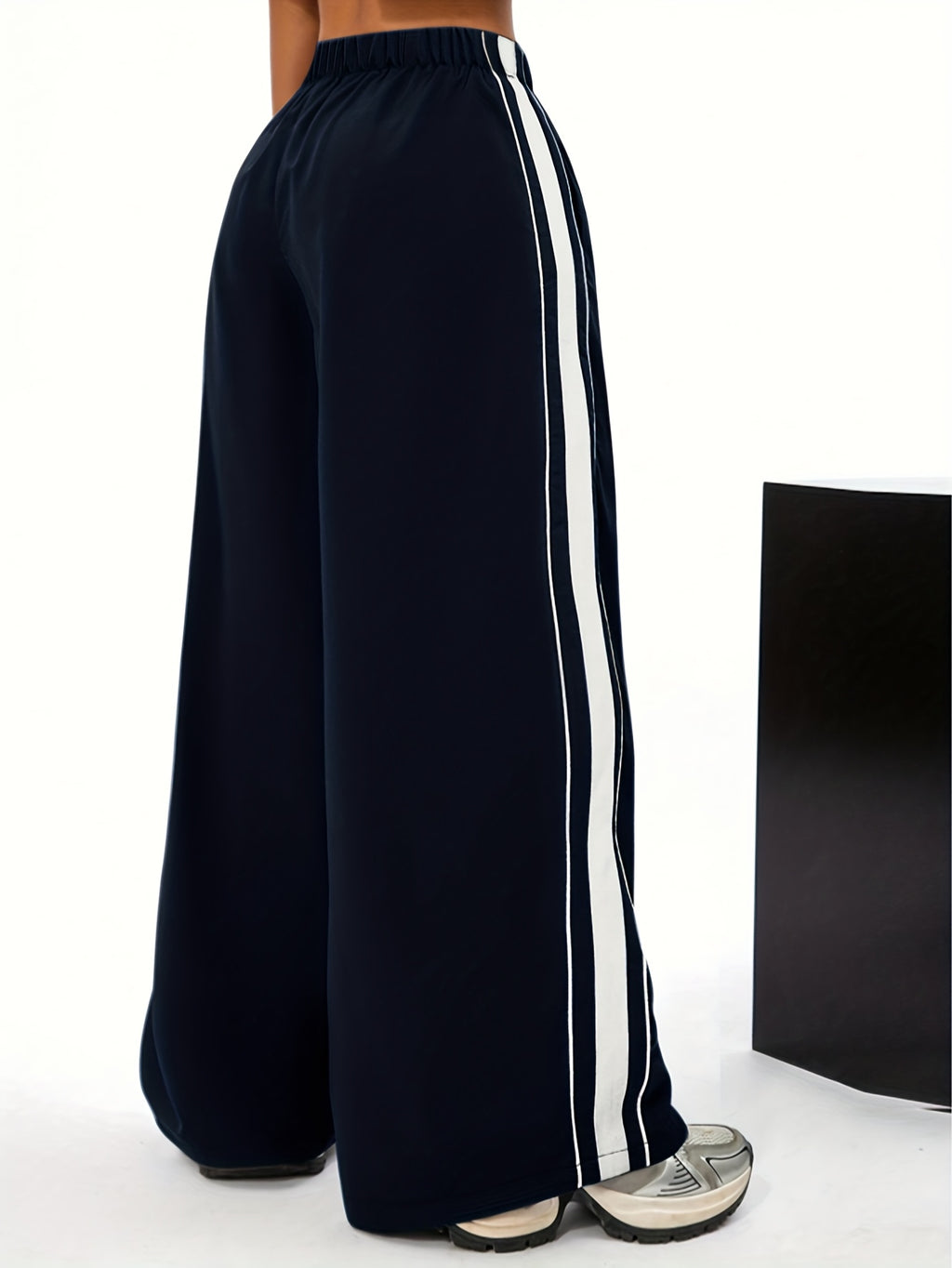 9362# Elegant Versatile Solid Color Casual Women'S Workwear Pants - Dark Blue