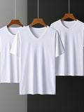 3-Pc Men'S V-Neck T-Shirts | Slim Fit | Suitable for Daily Wear, Parties, And Vacations - White