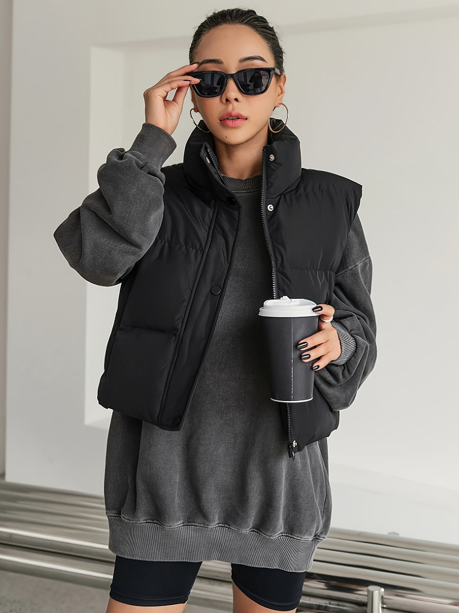 Keep warm in autumn and winter, fashionable and elegant ladies., vest jacket - Deep Grey