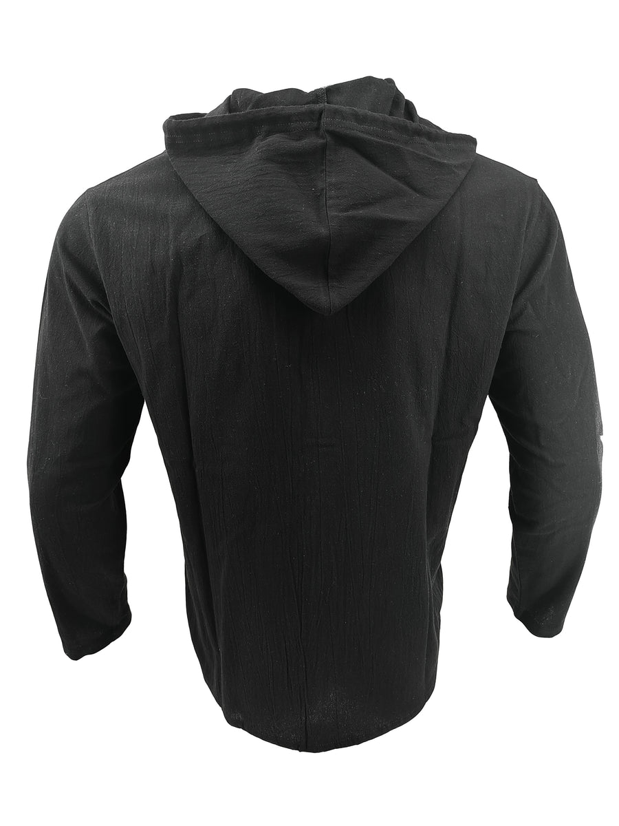 Zhiyu OBM 2pcs Men's Fashion Casual Beach Style Hooded Long Sleeve Open Front Cardigan | High-End Skin-Friendly Soft Shirt | 100% | Essential Golf Beach Polo Outfit | Breathable and Lightweight | for Indoor Gatherings and Outdoor Sports | Wardrobe - Navy Blue+Black