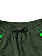 Women's Y Casual Cropped Shorts with Elastic Waist, Drawstring, Zipper, and Multiple Pockets. Lightweight Cargo Cargo Pants Suitable for Training, Mountaineering,, Travel,, and Daily Commuting - Green