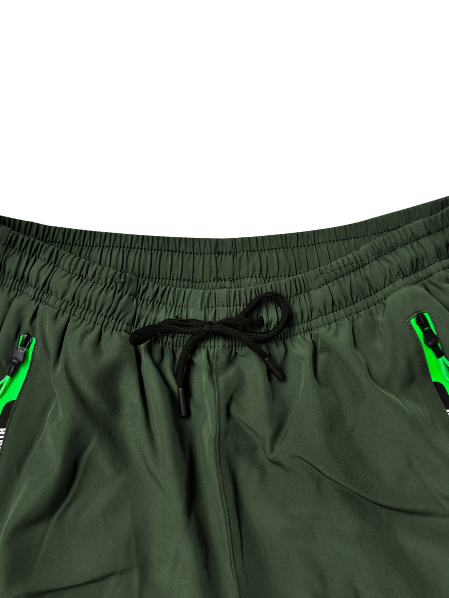 Women's Y Casual Cropped Shorts with Elastic Waist, Drawstring, Zipper, and Multiple Pockets. Lightweight Cargo Cargo Pants Suitable for Training, Mountaineering,, Travel,, and Daily Commuting - Green
