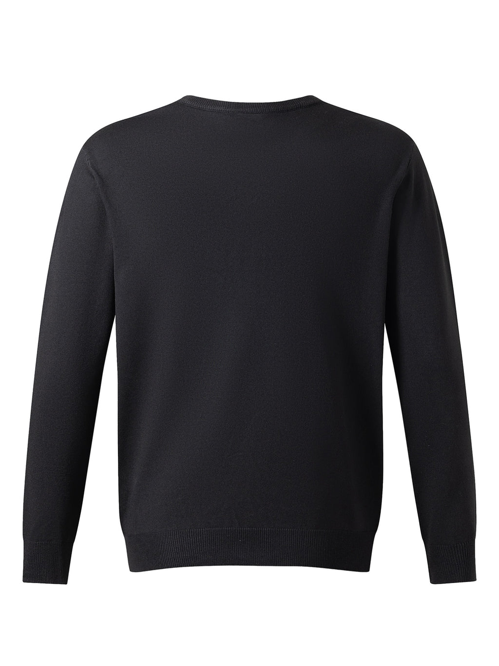 Men's Long-Sleeve Knit Sweater, Simple Style, Fashionable Men's Apparel, Regular Fit Versatile Crew Neck Knit T-Shirt, Suitable for Outdoor Leisure and Daily Wear - Black
