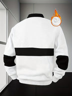 Men'S Casual POLO Shirt with Color Block Design | Button Collar, Loose Fit, Machine Washable, Ideal for Leisure and Gifts - White