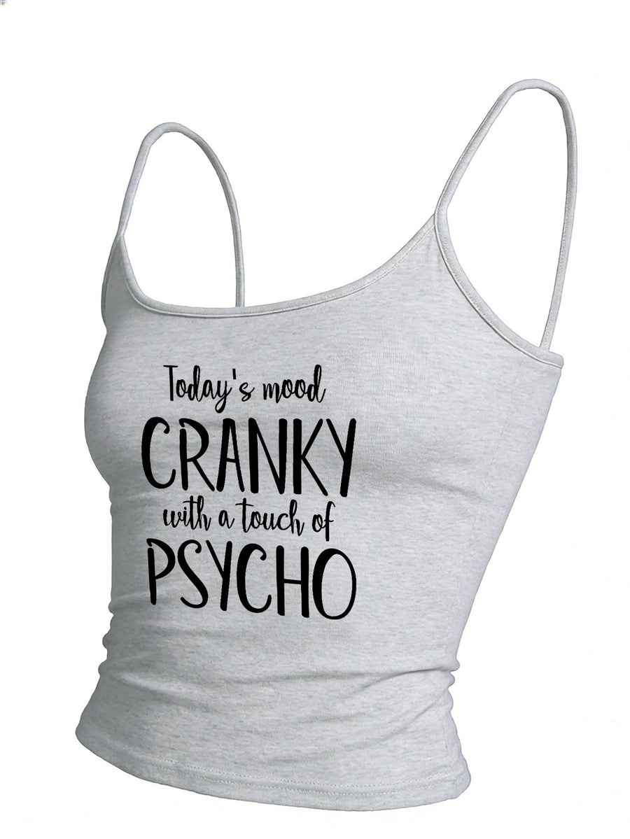 Letter Print T-Shirt, Short Sleeve Crew Neck Casual Top for Summer And Spring, Women'S Clothing - Grey