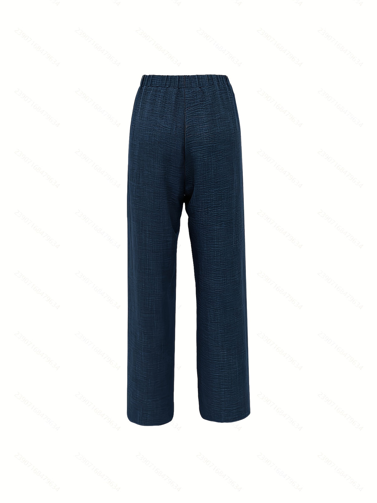 Spring-Summer Solid Color Fashion Casual Side Seam Lace Pants - Navy Color