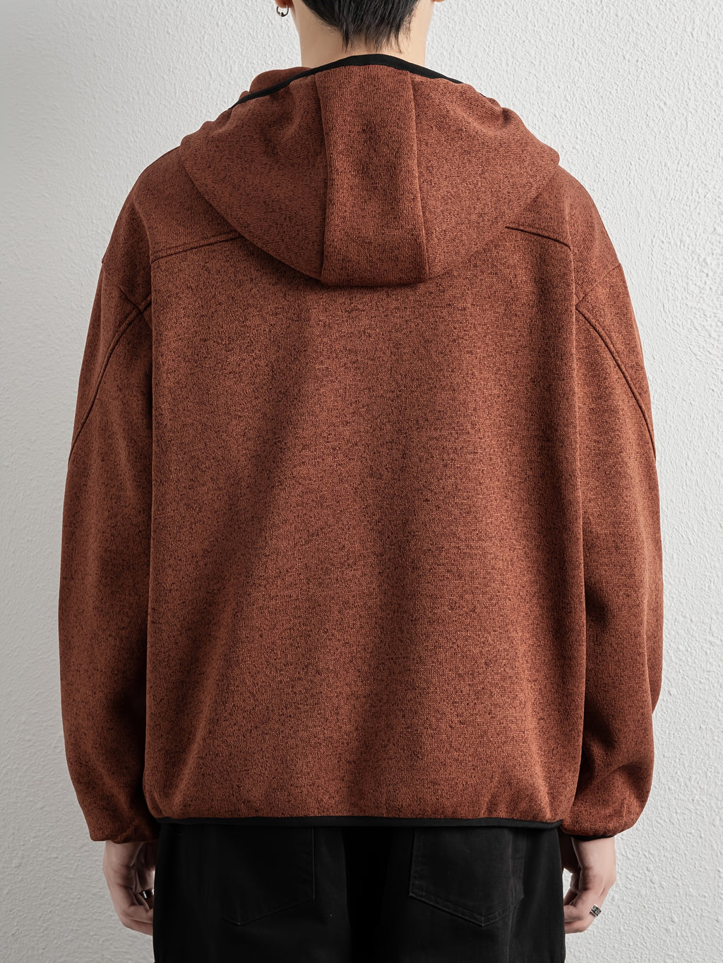 Men'S Spring And Autumn Hooded Sweatshirt Cardigan, Basic Jacket, Multiple Colors Available, Casual Zipper Design, Easy to Wear. Pair with Solid Color Base Pieces, Easily Integrates Into Various Fashion Trends, Practical And Minimalist Fashion - Brick Red