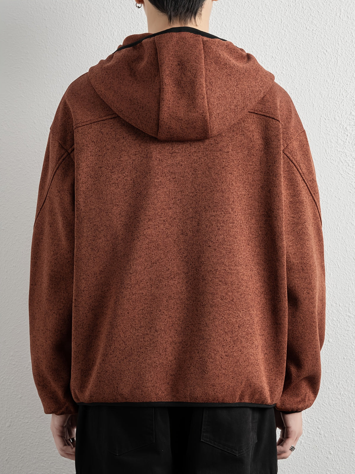 Men'S Spring And Autumn Hooded Sweatshirt Cardigan, Basic Jacket, Multiple Colors Available, Casual Zipper Design, Easy to Wear. Pair with Solid Color Base Pieces, Easily Integrates Into Various Fashion Trends, Practical And Minimalist Fashion - Brick Red