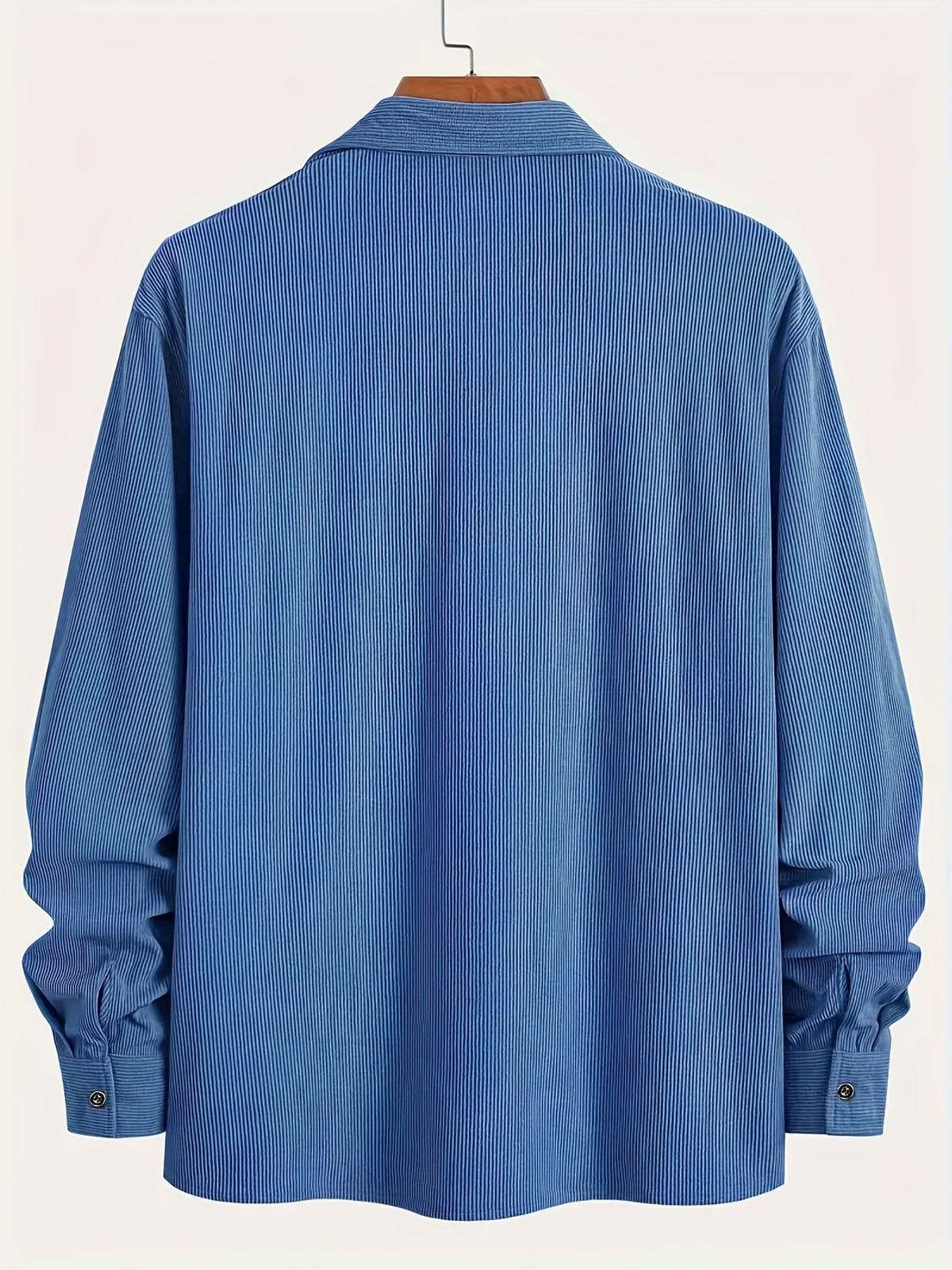 Men's Corduroy Shirt, New Spring/autumn/winter Men's Shirt Jacket, Lapel Collar with Solid Color Snap Button Design, Suitable for Casual Style - Blue