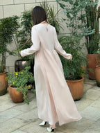 Elegant Long-Sleeve Maxi Dresses for Women, Perfect for Evening Wear, Including Abayas And Kaftans - Beige