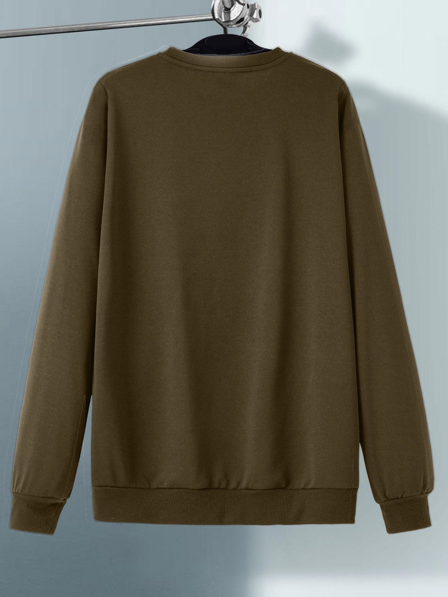 This Pullover Features a Round Neck And a Stylish Airplane Print, Making It a Versatile And Fashionable Choice for Casual Sportswear. It'S a Trendy Long-Sleeve Sweatshirt Suitable for Outdoor Activities, Perfect for Autumn And Winter Men'S Fashion - Dark Brown
