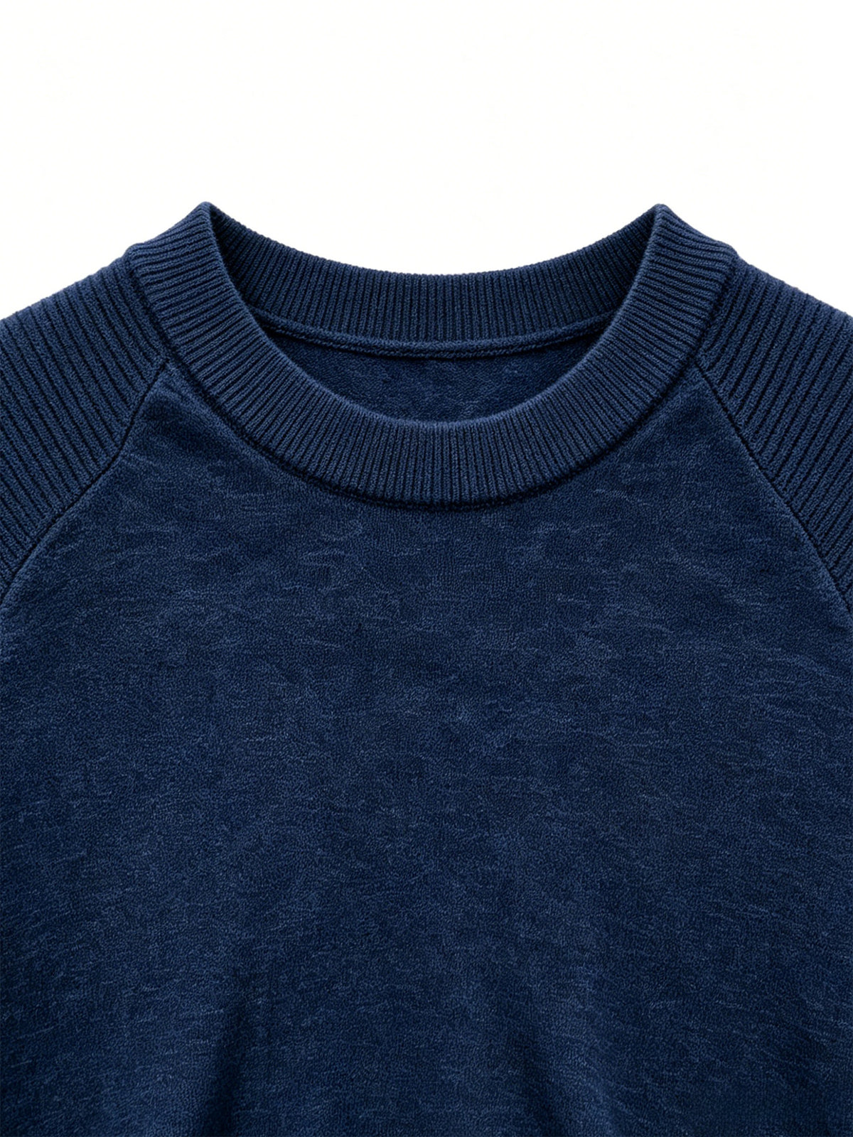 Men's Raglan Crew Neck Short Sleeve Knitwear with Street Graffiti Letter Print, Thin, Breathable, Casual Half-Sleeve - Navy Color