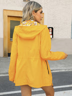Double-Sided Jacket Women'S Spring And Autumn, Two-Sided Wear, Casual Hooded Jacket, Versatile Lightweight Print (Wash Label Size Label Inside Pocket) - Yellow
