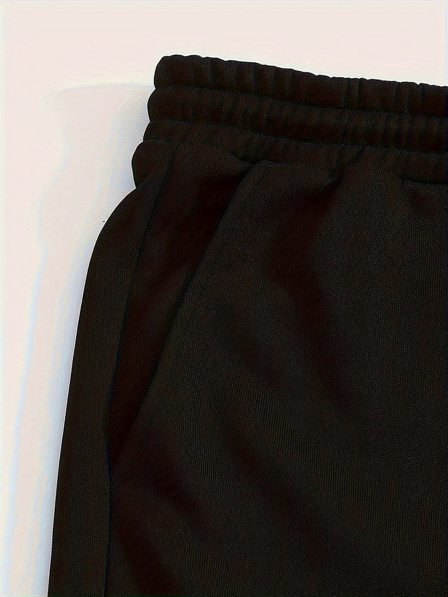 Autumn/Winter Trendy Fashion Women's Hooded Drawstring Sweatshirt and Sweatpants Set, Metallic Gradient MILANO City Text Print, Light Luxury Metallic Texture, Italian Vintage Urban Style. Hooded Drawstring Design, Sweatshirt with Front Kangaroo - Black