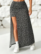 New Summer Floral Slim Fit Hip-Hugging Split Long Dress - Black