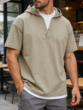 Hooded Short-Sleeve T-Shirt, New Summer Fashion V-Neck Men's Top, Casual Sportswear for Men - Gray Green