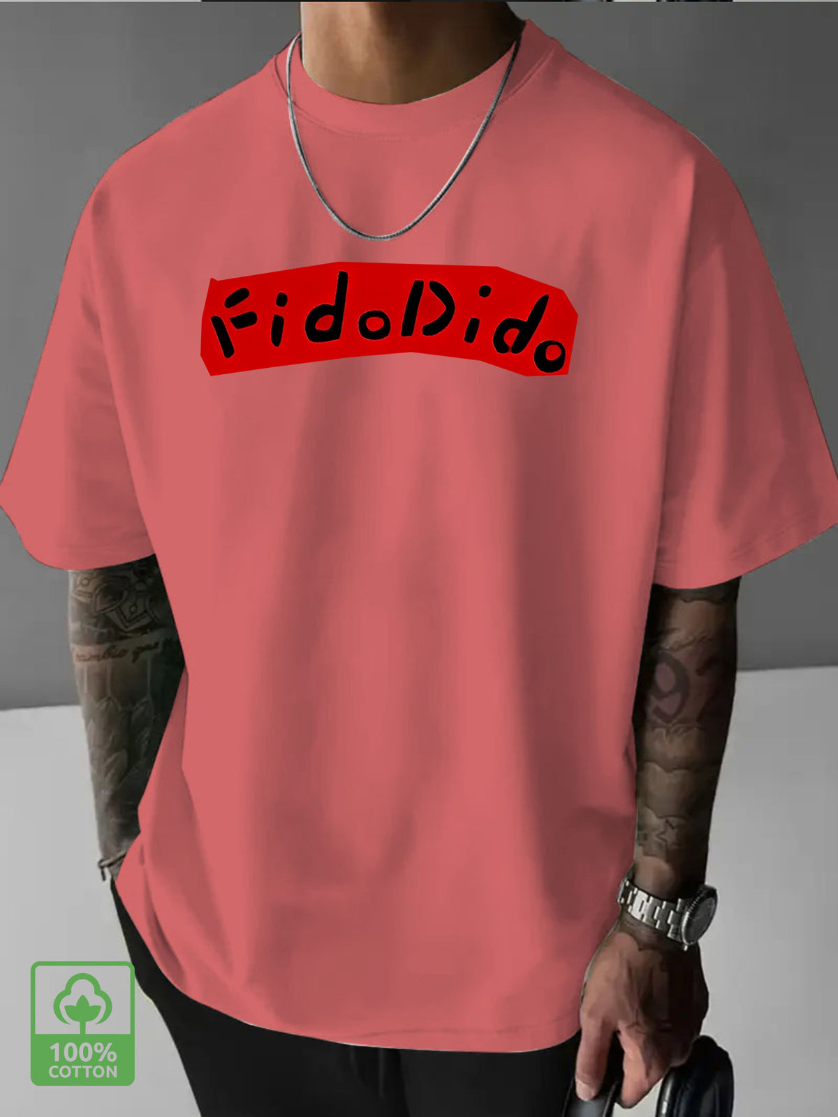Cartoon French Fries for Man Simple Letter Creative Print Heavyweight Cool and Handsome 100% Pure Cotton Men's Short Sleeve T-Shirt, New Casual Daily Fashion Loose Fit Crew Neck Men's Apparel - Tomato Red