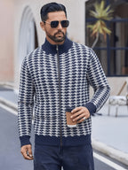 Men's Casual Jacquard Jacket - Solid Color Regular Fit Versatile Long-Sleeve Top for Spring and Autumn, Hand Wash/Dry Clean, Autumn/Winter Outerwear, Fashionable Street Style, Structured Design, Four-Season Warm Business Casual Jacket - Royal Blue