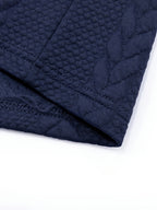 Men'S Wheat Jacquard Polo Shirts, 2pcs Combo Set (Half-Zip And Button Style), 3 Colors Available, Stretch Knit Short Sleeve Tops - Navy Color