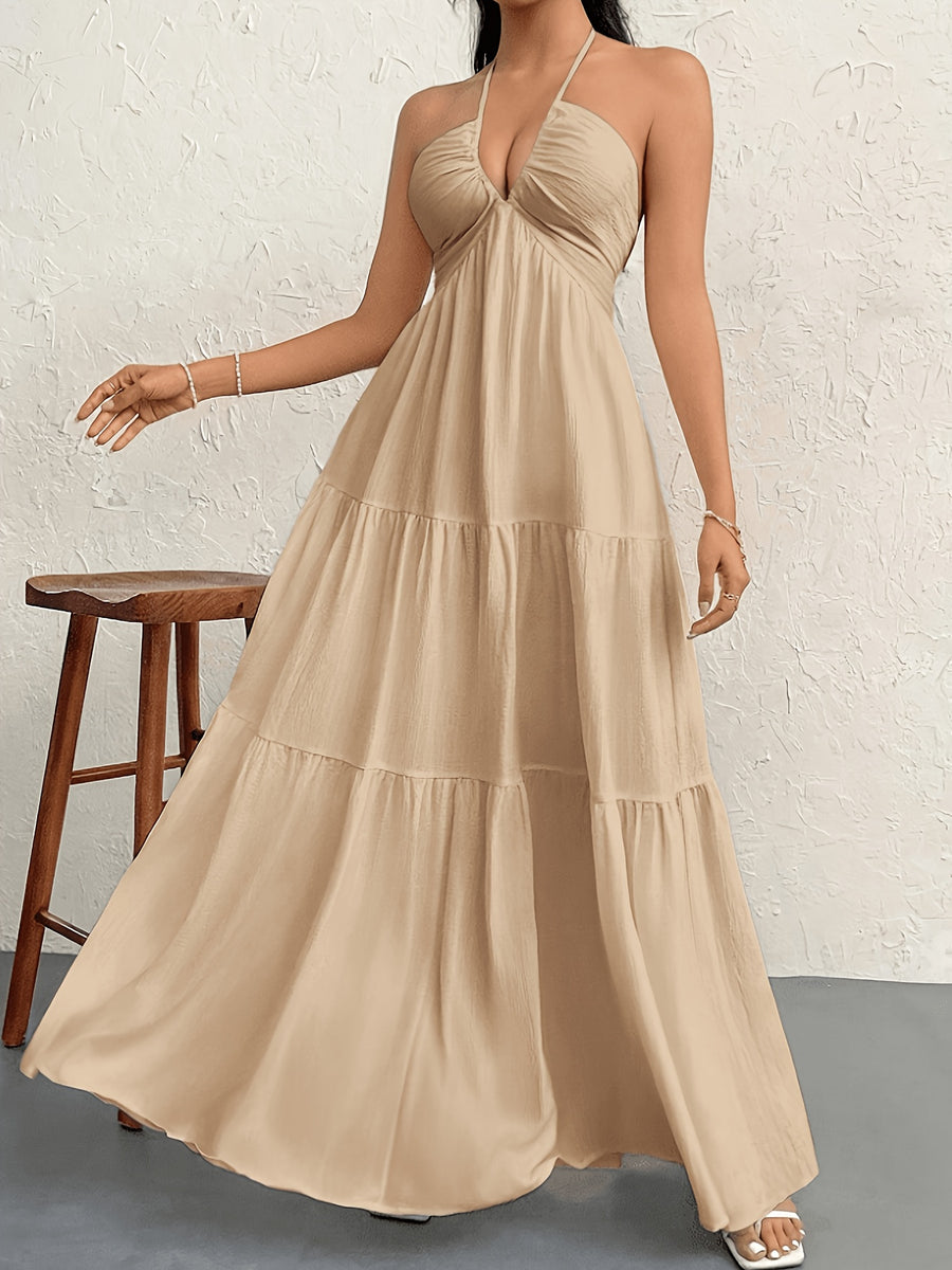 Women'S Dress - Yellowish-brown