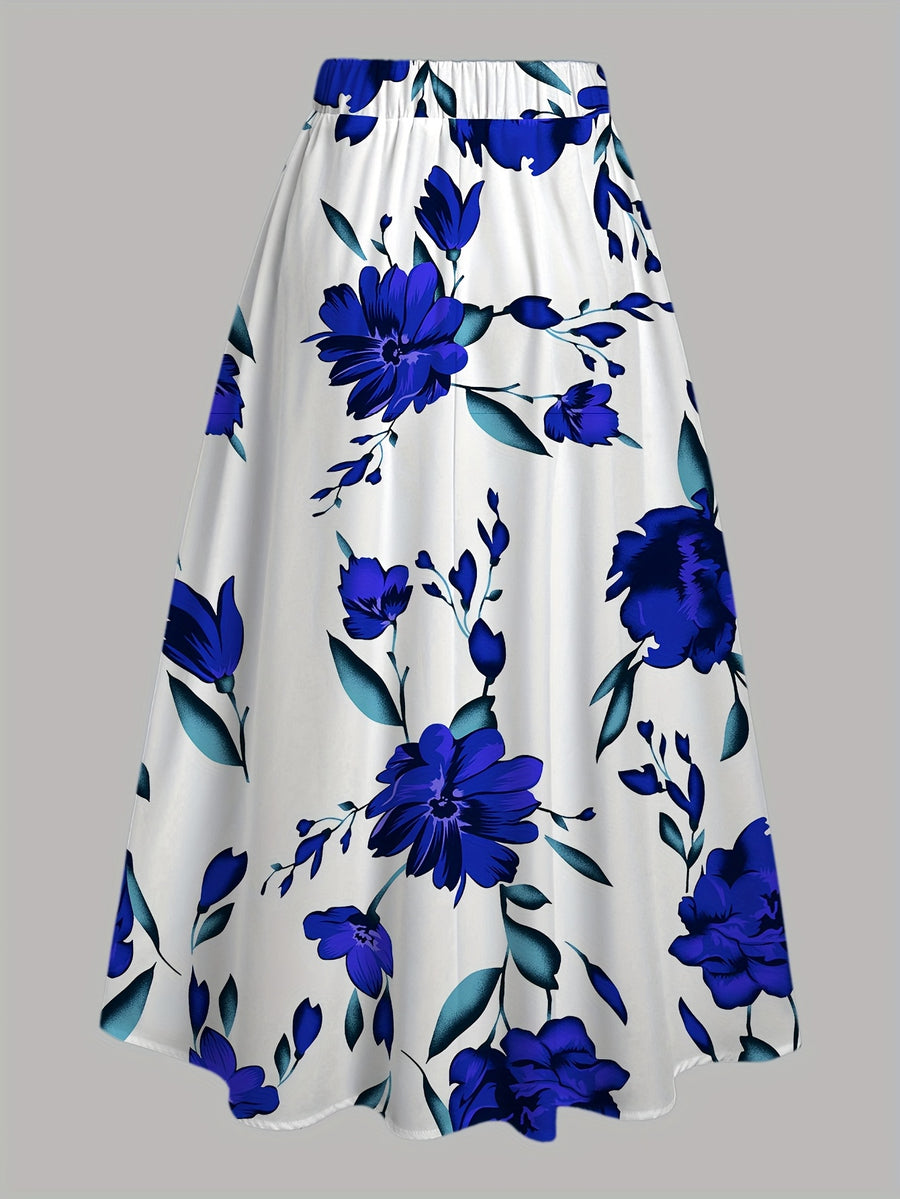 Summer Women'S Bohemian Print Midi Skirt, Stretchable Elastic Waist Casual Skirt - Multicolor 3