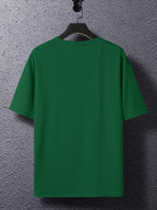 Summer New Men'S Regular Fit Short Sleeve T-Shirt with Chest Brown Small Label Text Print Easy Comfortable Casual Outing Commute All-Match Round Neck Top - Green