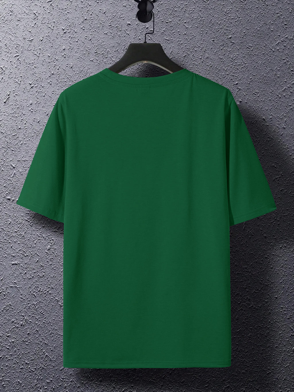 Men's Trendy Short-Sleeve T-Shirt with Minimalist Brown Long Strip Logo Print on the Chest, Crew Neck Top for Daily Wear - Green