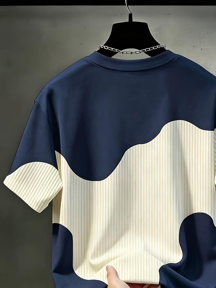 Men'S Summer Fashion Short Sleeve Shirt, American Streetwear Trendy Color-Block, Men'S Outdoor Casual T-Shirt - Mixed Color 3