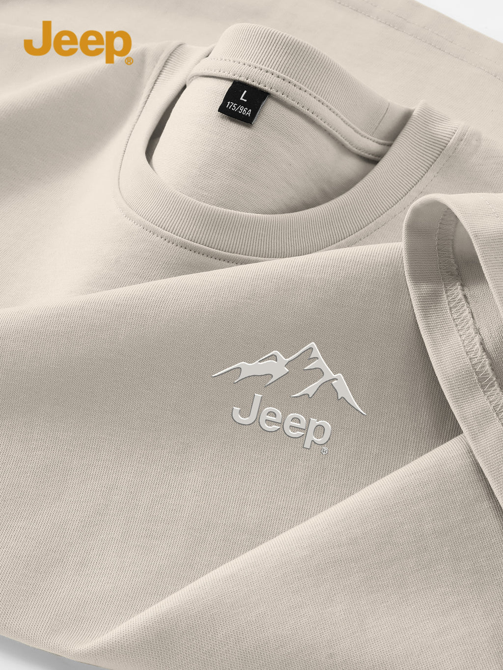JEEP Men'S 100% Short Sleeve T-Shirt, Casual Fashion Comfort Sports Tee for Summer - Gray Apricot