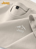 JEEP Men'S 100% Short Sleeve T-Shirt, Casual Fashion Comfort Sports Tee for Summer - Gray Apricot