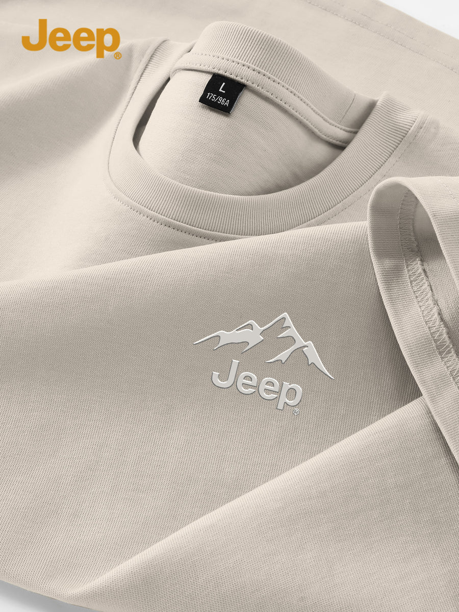 JEEP Men'S 100% Short Sleeve T-Shirt, Casual Fashion Comfort Sports Tee for Summer - Gray Apricot