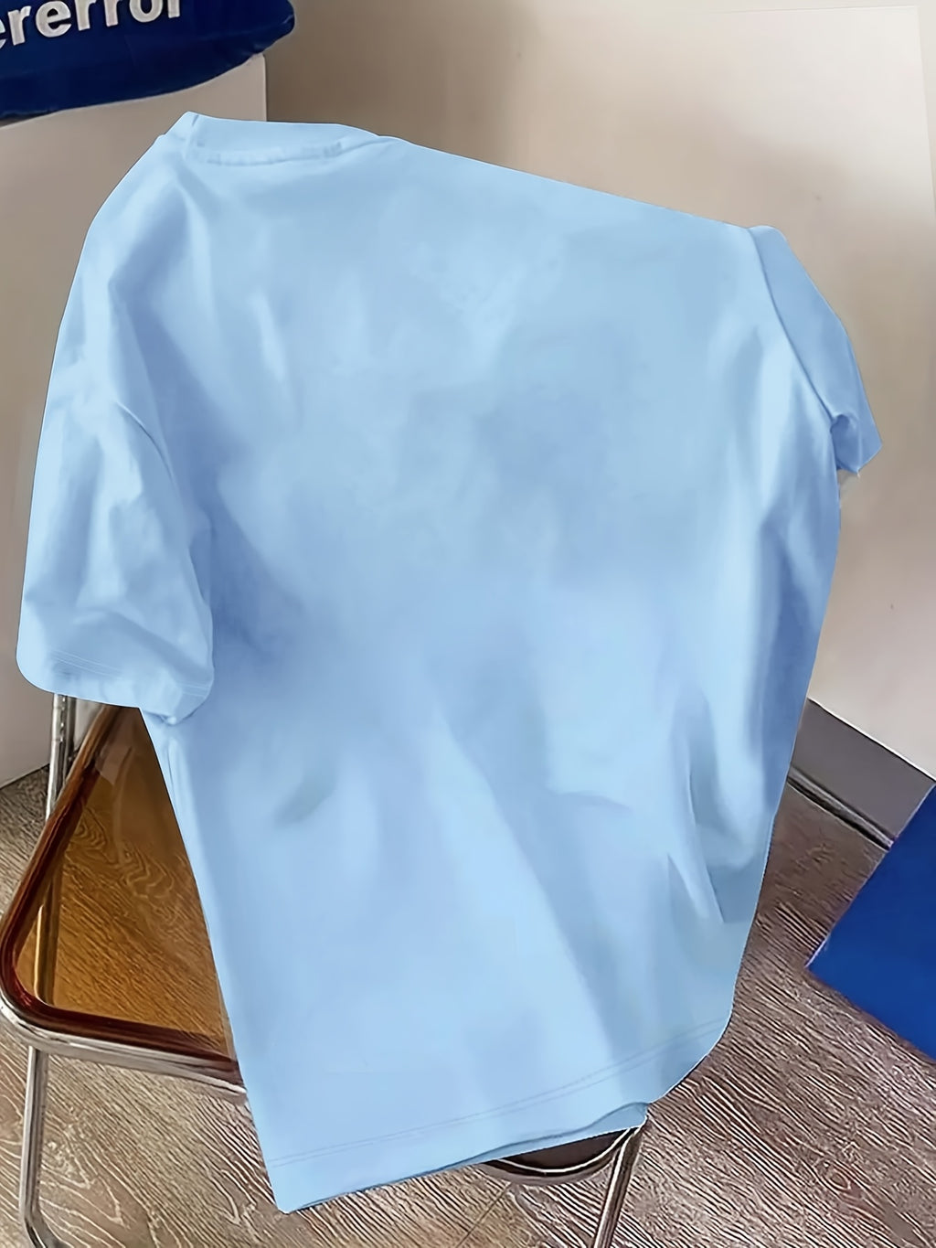 Men'S Casual Short-Sleeve T-Shirt with a Round Neck And Letter Print, Perfect for Summer Leisure And Sports - Light Blue Color