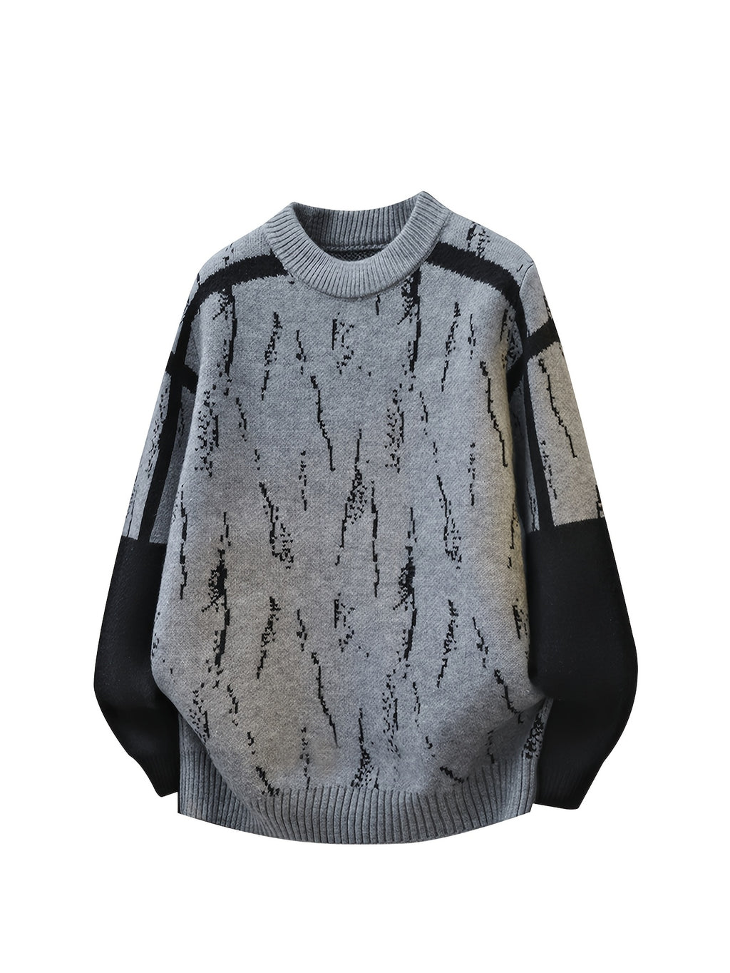 2026 Autumn/Winter New Men's Fashion  Splicing Half High Collar Knitted Cardigan Casual Versatile Top - Grey