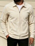 [Pearson OBM] Spring/Autumn New Men'S Solid Color Fashion Corduroy Jacket, Suitable for Outdoor Leisure Activities And Daily Work Commute - Off-white