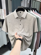 Men'S Summer Polo Shirt, Short Sleeve Button-Up Golf T-Shirt, Soft Comfortable Breathable Slim Fit Business Casual Daily Top, Men'S Short Sleeve Sweatshirt, Commute Versatile Men'S Gift - Off-white