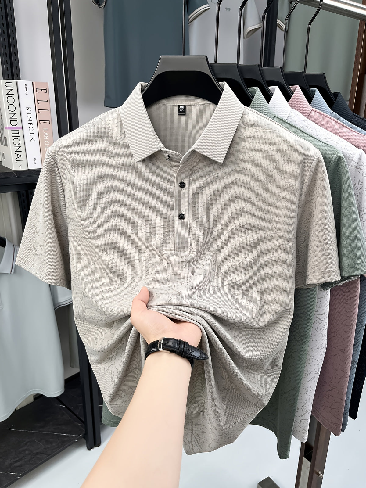 Men'S Summer Polo Shirt, Short Sleeve Button-Up Golf T-Shirt, Soft Comfortable Breathable Slim Fit Business Casual Daily Top, Men'S Short Sleeve Sweatshirt, Commute Versatile Men'S Gift - Off-white