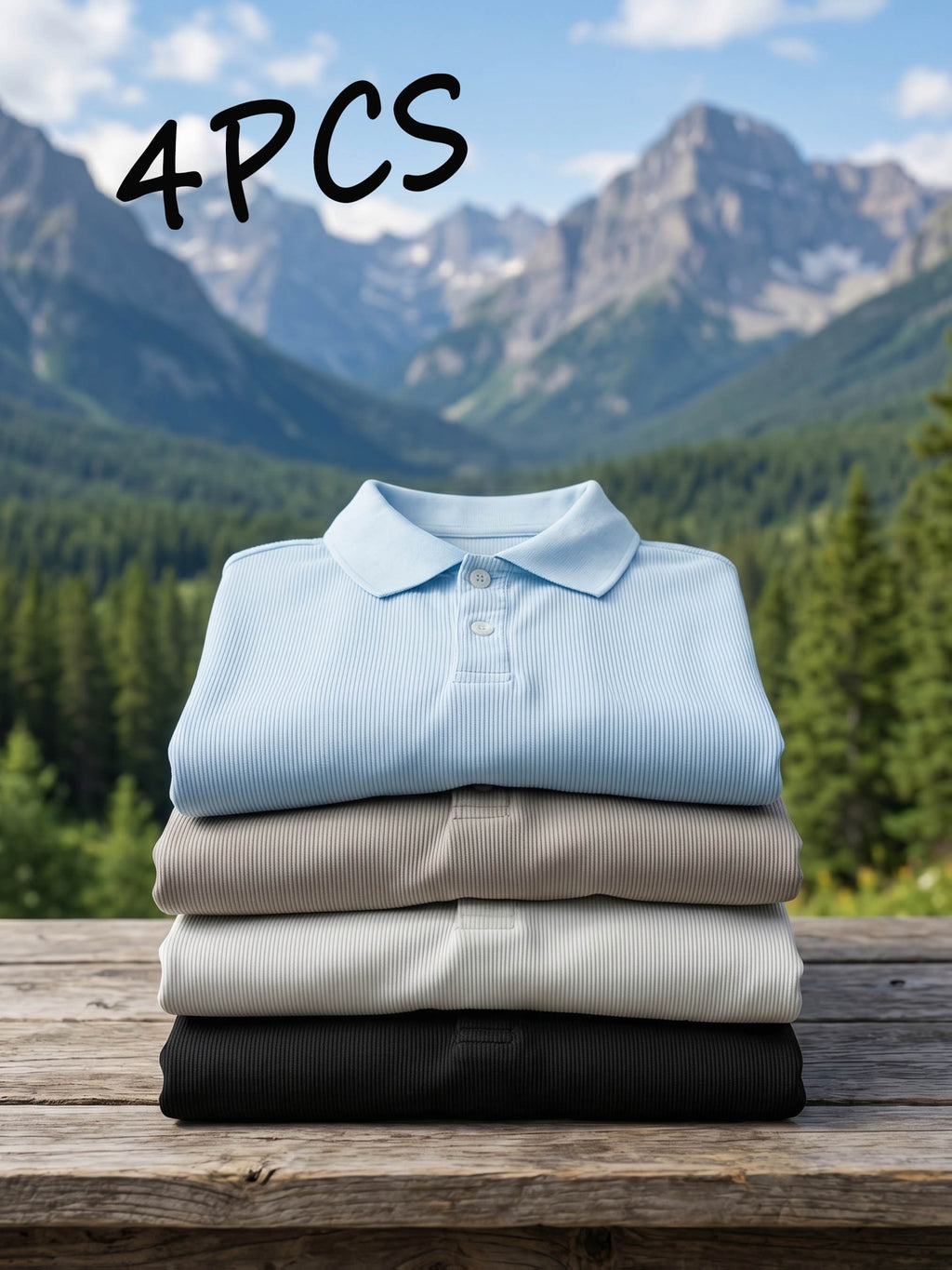 4pcs Men's Casual Business Polo Shirts, Lapel Collar Design, Simple and Stylish, Soft and Refreshing, Suitable for Spring, Summer, and Autumn Travel, Vacations, and Business Outings, Men's Casual Business Short Sleeves - Black/Sky Blue//Light Khaki