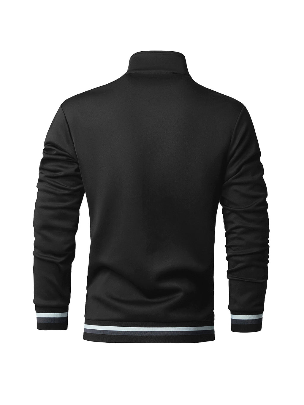 Men's Italian Shield Logo Baseball Jacket - High Collar Winter Warm Zipper Outerwear, Italian Shield Emblem & Ribbed Stripes, Machine Washable Fall/Winter Jacket for Casual & Wear - Star Black