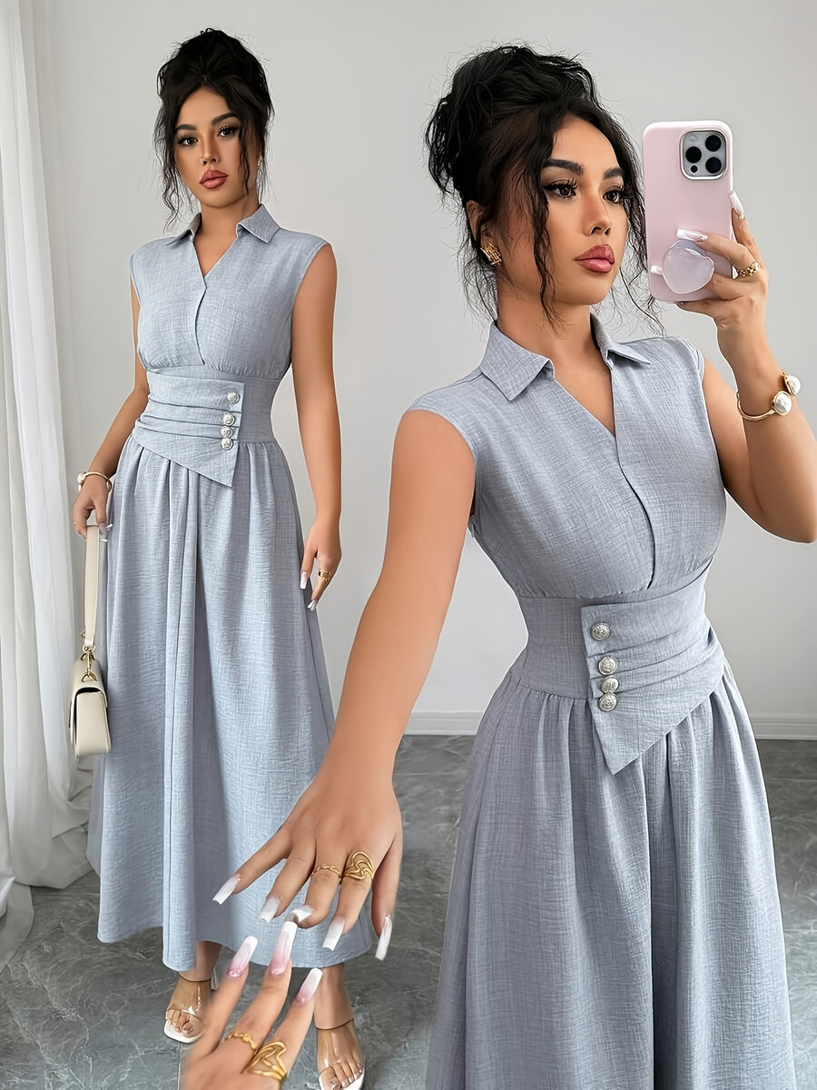 Women'S Elegant Casual Dress - Grey