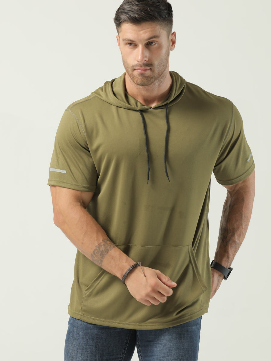 Men's Short-Sleeve Hoodie - Olive